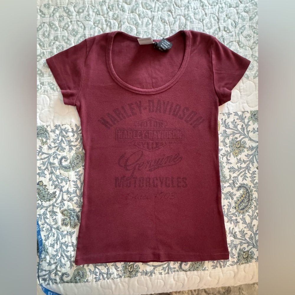 Harley-Davidson Maroon Tee with Logo